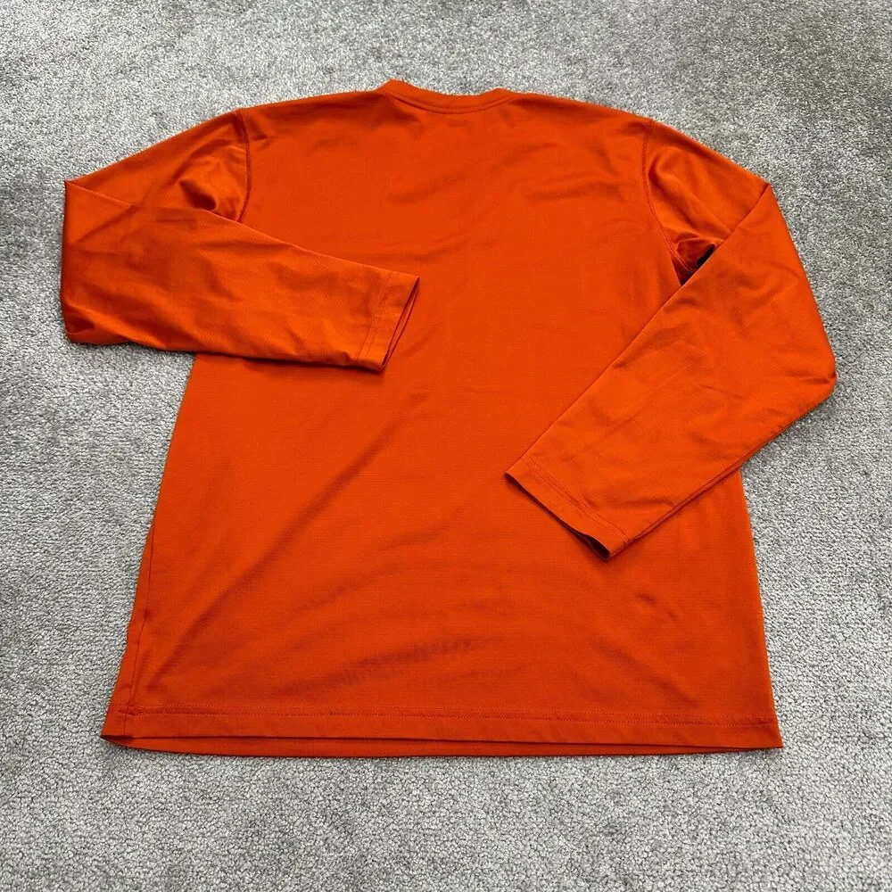 Columbia Omni Wick Shirt Men Medium Orange Long Sleeve Henley Neck Casual Active